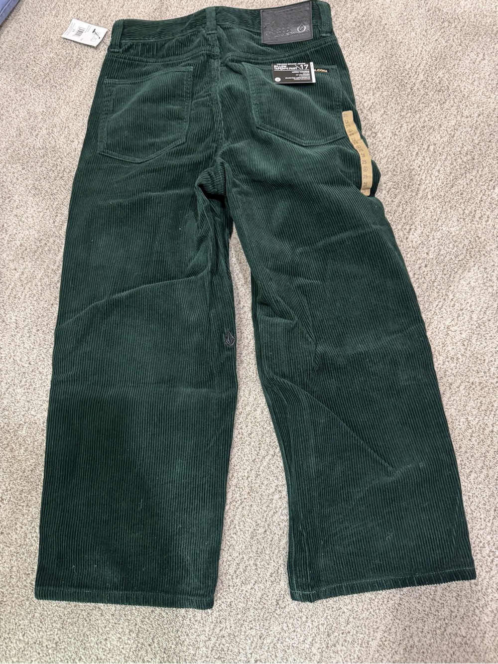 Volcom Deep Green Corduroy Wide Leg Kids Pants